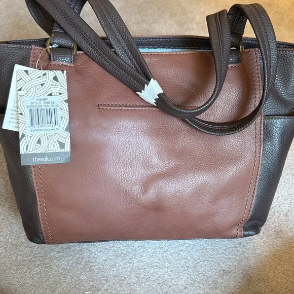 The Sak Two-Tone Brown Leather Shoulder Bag - Picture 7 of 9